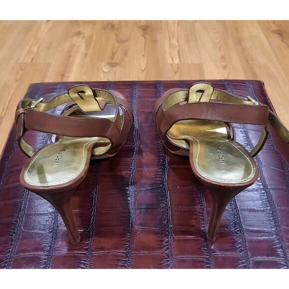 Designer Marc Fisher Varika Varika2 Platform Strappy Heel Sandals Brown/Gold 9.5 - Picture 6 of 7